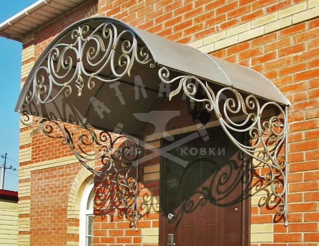 Серый кованый козырек на крыльцо КК-330