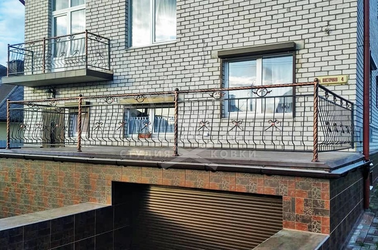 Простое дутое кованое ограждение КО-220 - фото 3
